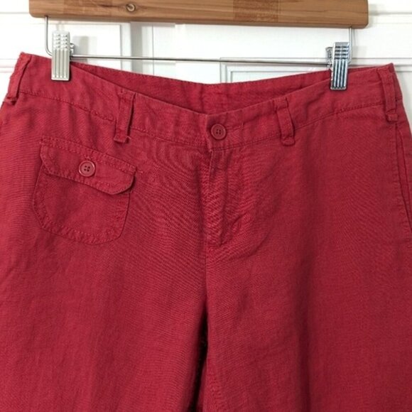 Cynthia Rowley Linen Pants Pocket Red Size 6 - Picture 2 of 5